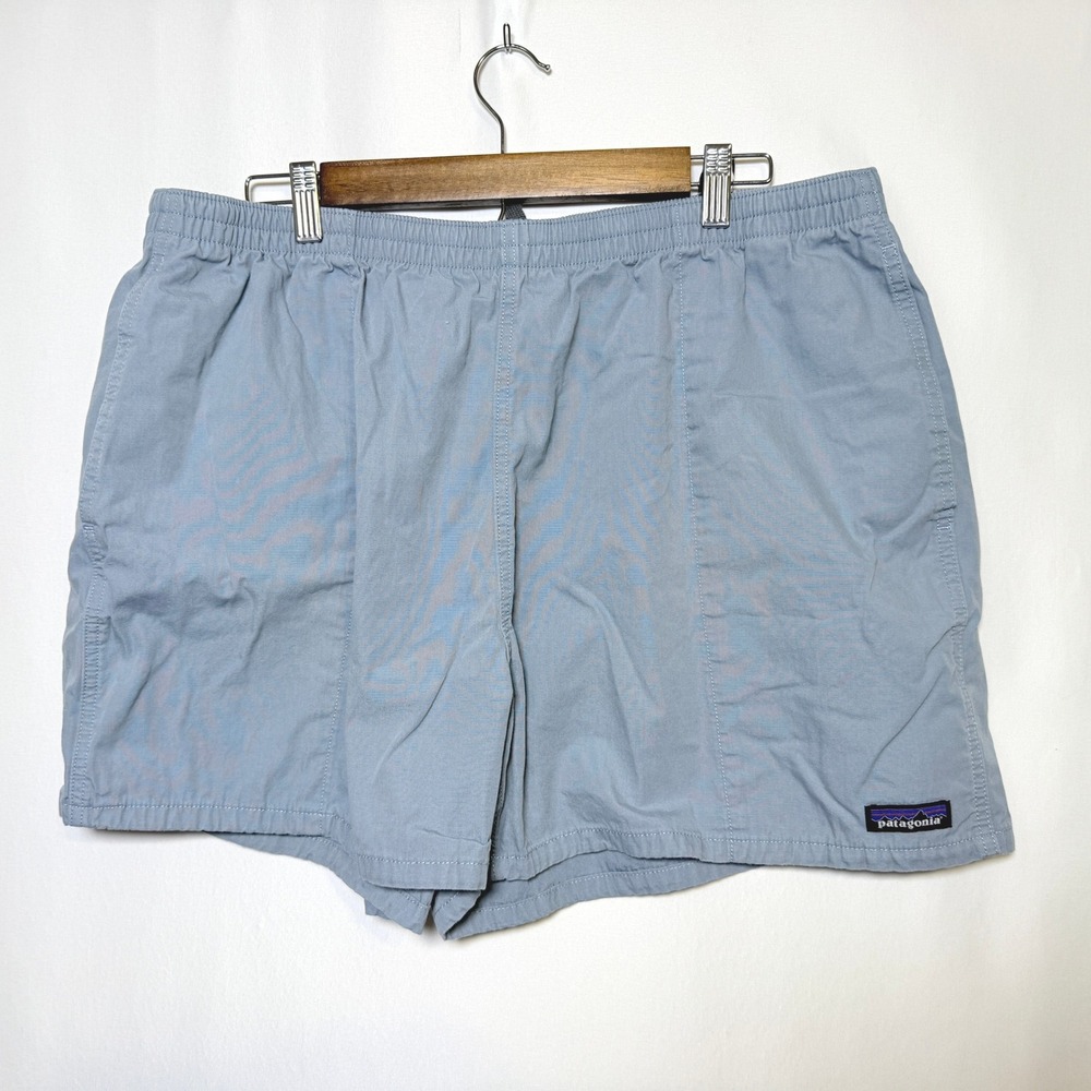 Patagonia Baggies Shorts Mens XL Light Blue Grey Elastic Waist Hiking 5in